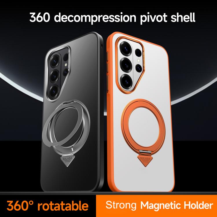 For Samsung Galaxy S26 Ultra 5G SULADA 360 Degree Rotation Holder Frosted Magnetic Phone Case