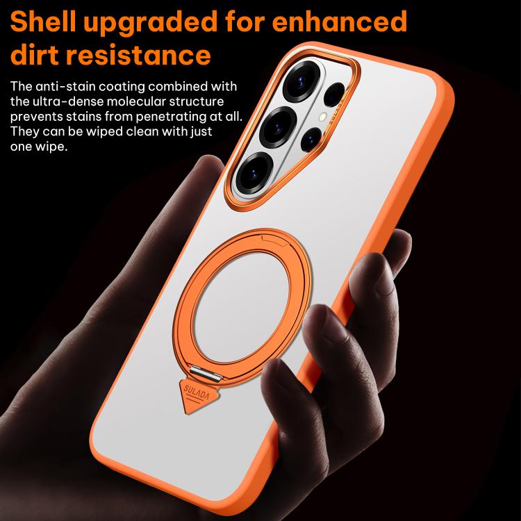 For Samsung Galaxy S26 Ultra 5G SULADA 360 Degree Rotation Holder Frosted Magnetic Phone Case