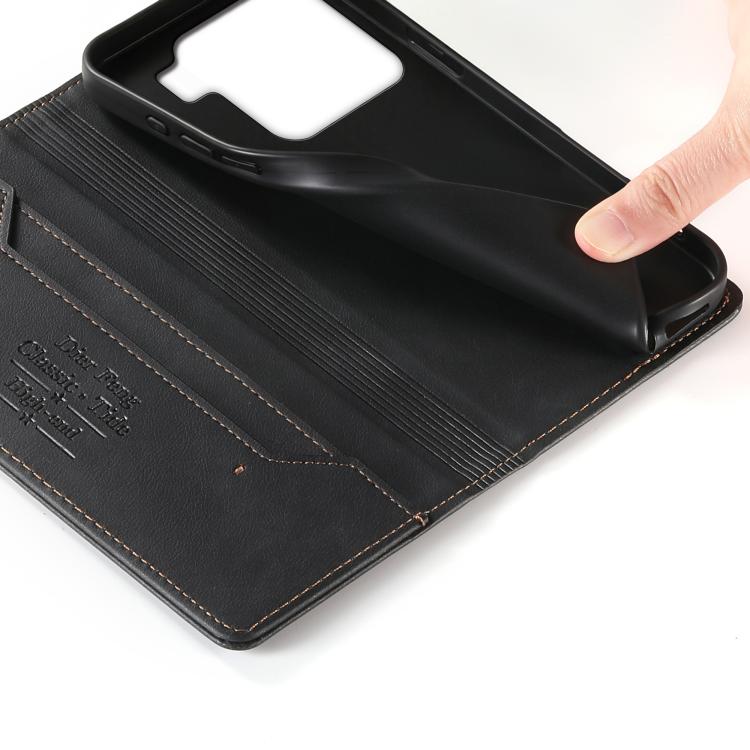 For Xiaomi 15 Dierfeng Metal Snap Magnetic RFID Vegan Leather Phone Case