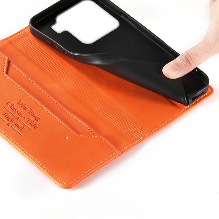 For Xiaomi 15 Dierfeng Metal Snap Magnetic RFID Vegan Leather Phone Case
