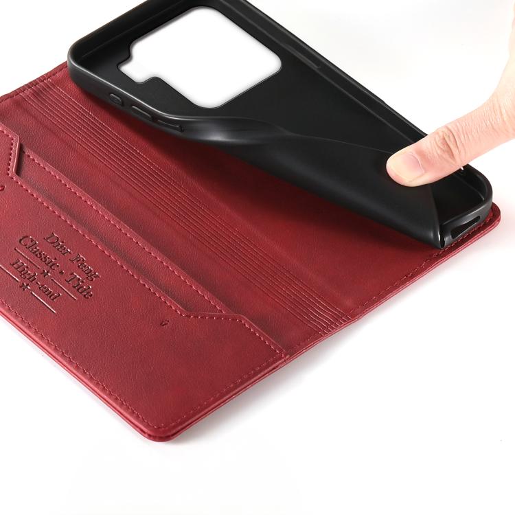 For Xiaomi 15 Dierfeng Metal Snap Magnetic RFID Vegan Leather Phone Case