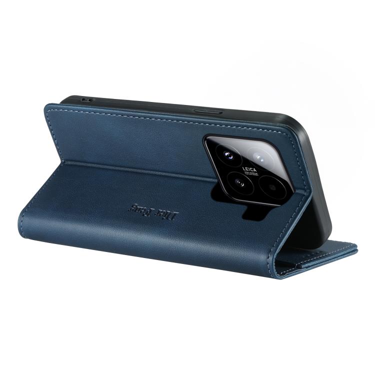 For Xiaomi 15 Dierfeng Metal Snap Magnetic RFID Vegan Leather Phone Case