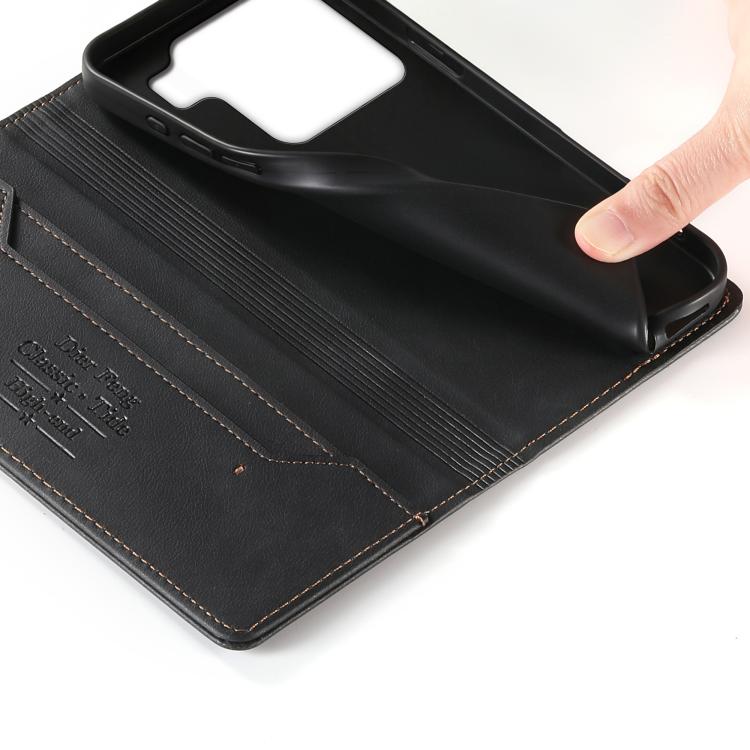 For Xiaomi 15 Pro Dierfeng Metal Snap Magnetic RFID Vegan Leather Phone Case