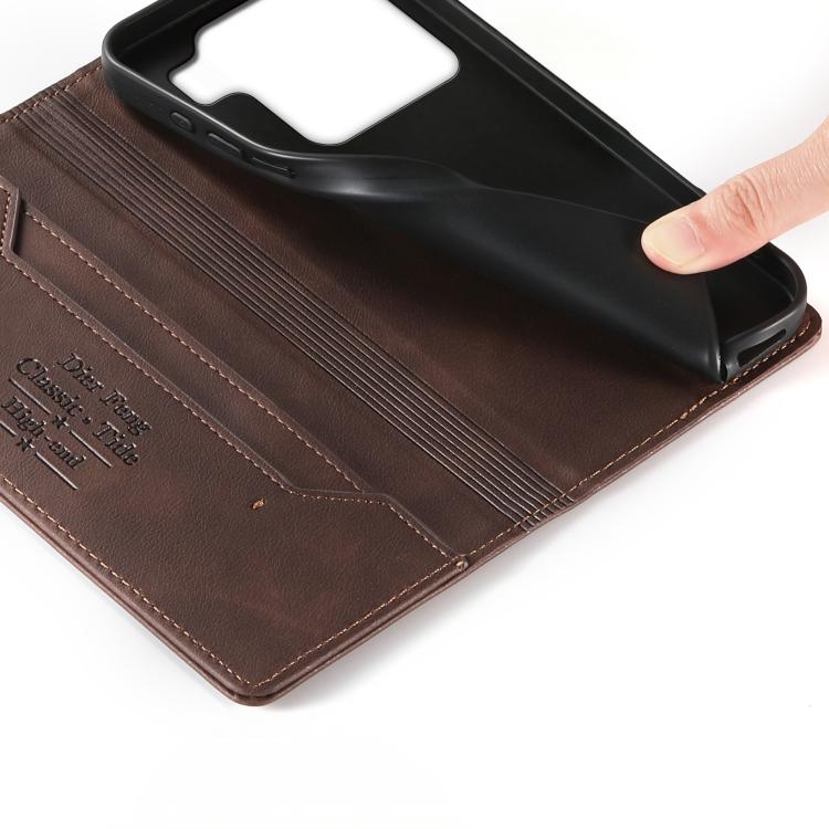 For Xiaomi 15 Pro Dierfeng Metal Snap Magnetic RFID Vegan Leather Phone Case