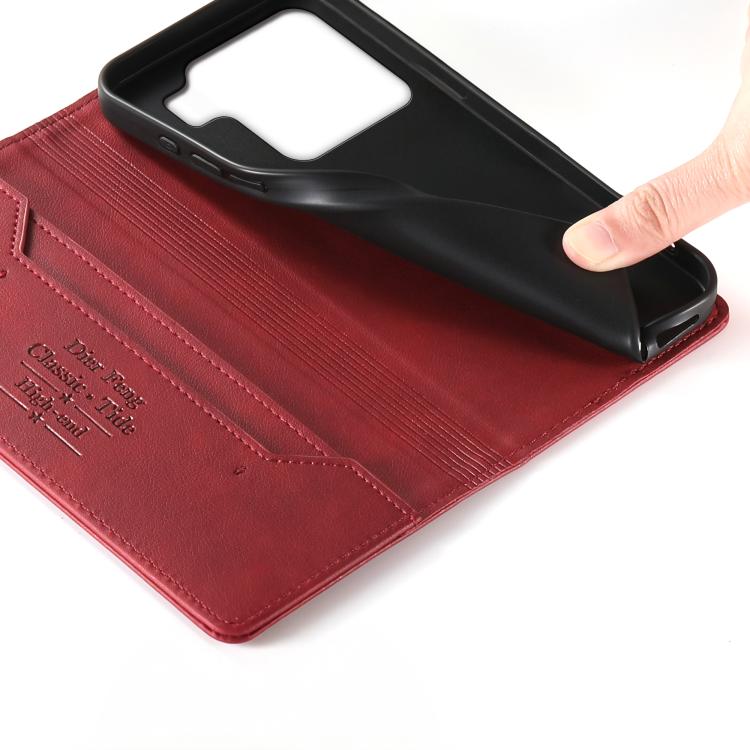 For Xiaomi 15 Pro Dierfeng Metal Snap Magnetic RFID Vegan Leather Phone Case