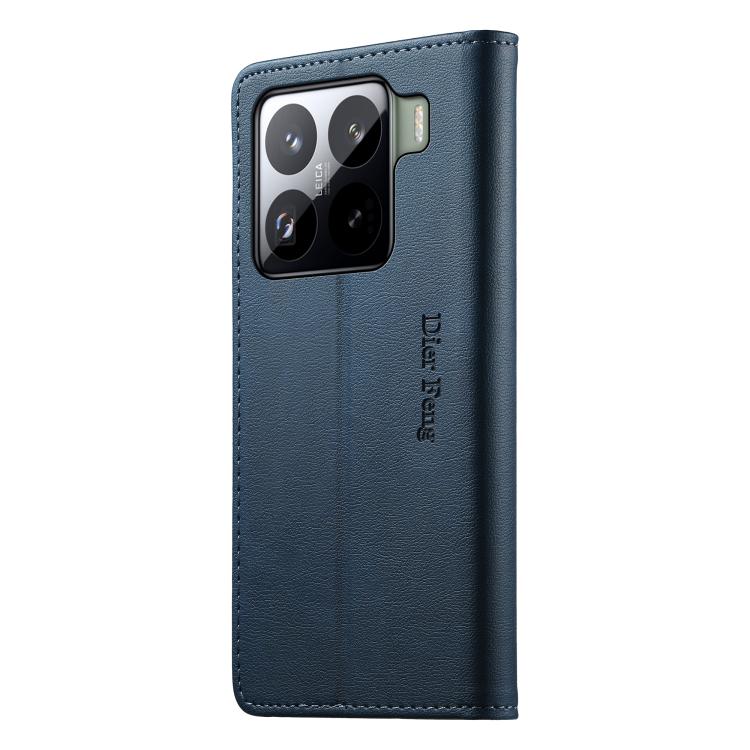 For Xiaomi 15 Pro Dierfeng Metal Snap Magnetic RFID Vegan Leather Phone Case