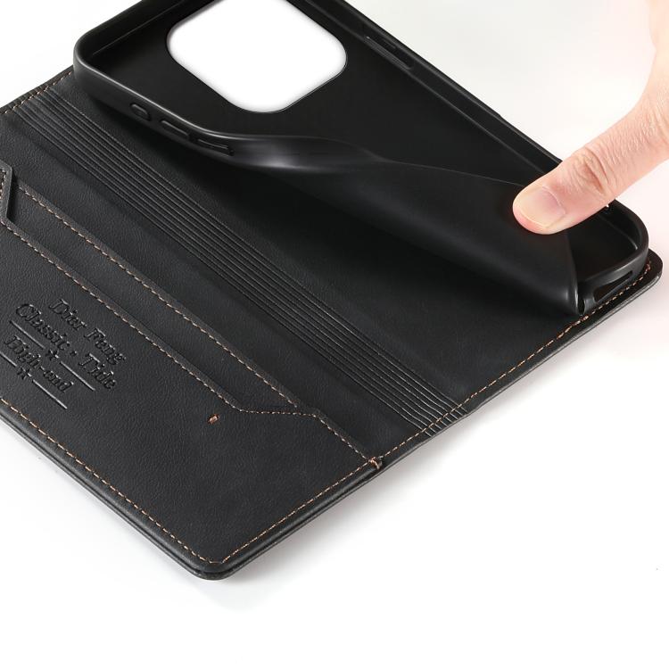 For Xiaomi 15T 5G Dierfeng Metal Snap Magnetic RFID Vegan Leather Phone Case