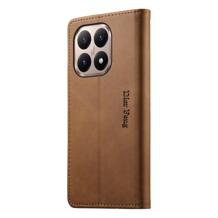 For Xiaomi 15T 5G Dierfeng Metal Snap Magnetic RFID Vegan Leather Phone Case