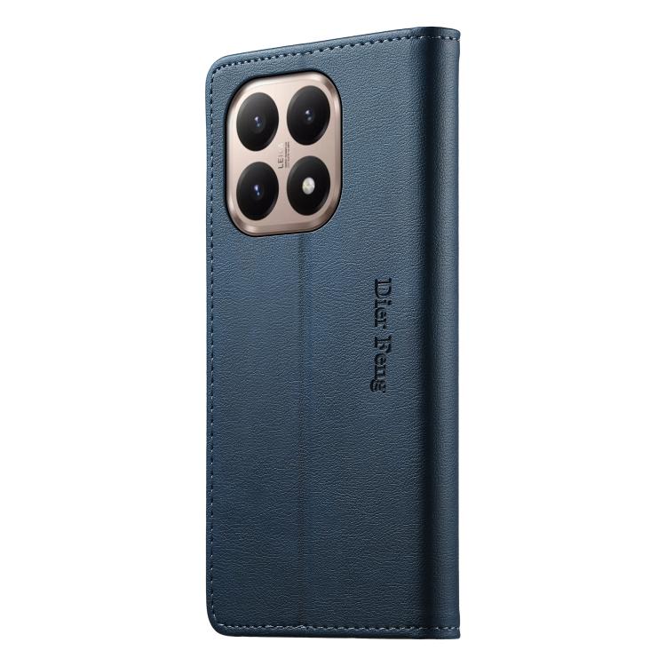 For Xiaomi 15T 5G Dierfeng Metal Snap Magnetic RFID Vegan Leather Phone Case