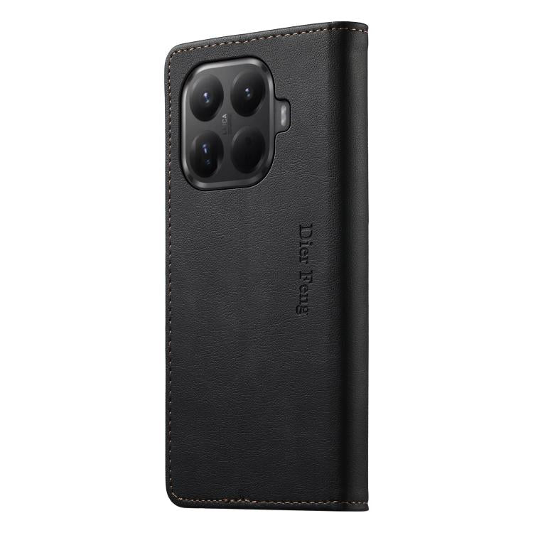 For Xiaomi 15T Pro 5G Dierfeng Metal Snap Magnetic RFID Vegan Leather Phone Case