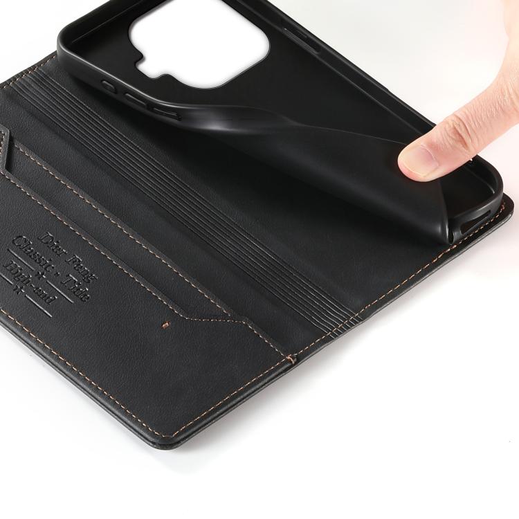 For Xiaomi 15T Pro 5G Dierfeng Metal Snap Magnetic RFID Vegan Leather Phone Case