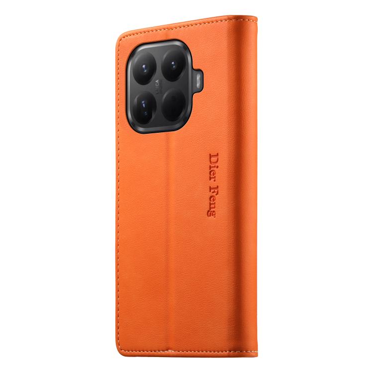 For Xiaomi 15T Pro 5G Dierfeng Metal Snap Magnetic RFID Vegan Leather Phone Case