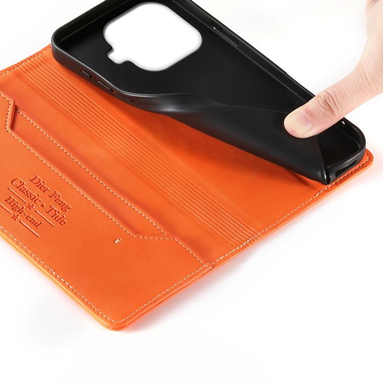 For Xiaomi 15T Pro 5G Dierfeng Metal Snap Magnetic RFID Vegan Leather Phone Case