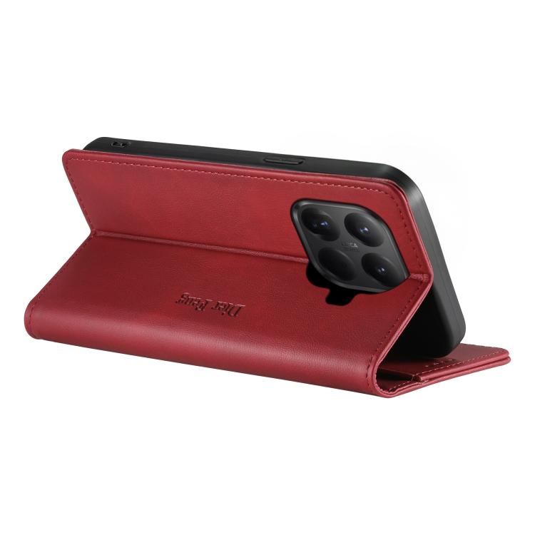 For Xiaomi 15T Pro 5G Dierfeng Metal Snap Magnetic RFID Vegan Leather Phone Case