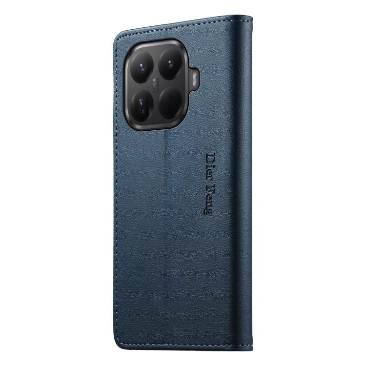 For Xiaomi 15T Pro 5G Dierfeng Metal Snap Magnetic RFID Vegan Leather Phone Case