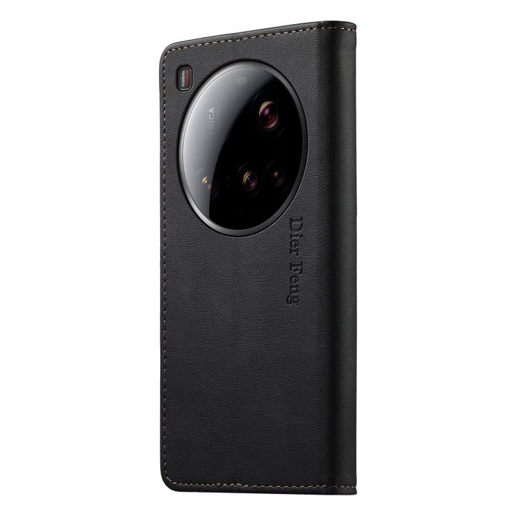 For Xiaomi 15 Ultra Dierfeng Metal Snap Magnetic RFID Vegan Leather Phone Case