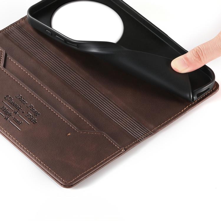 For Xiaomi 15 Ultra Dierfeng Metal Snap Magnetic RFID Vegan Leather Phone Case