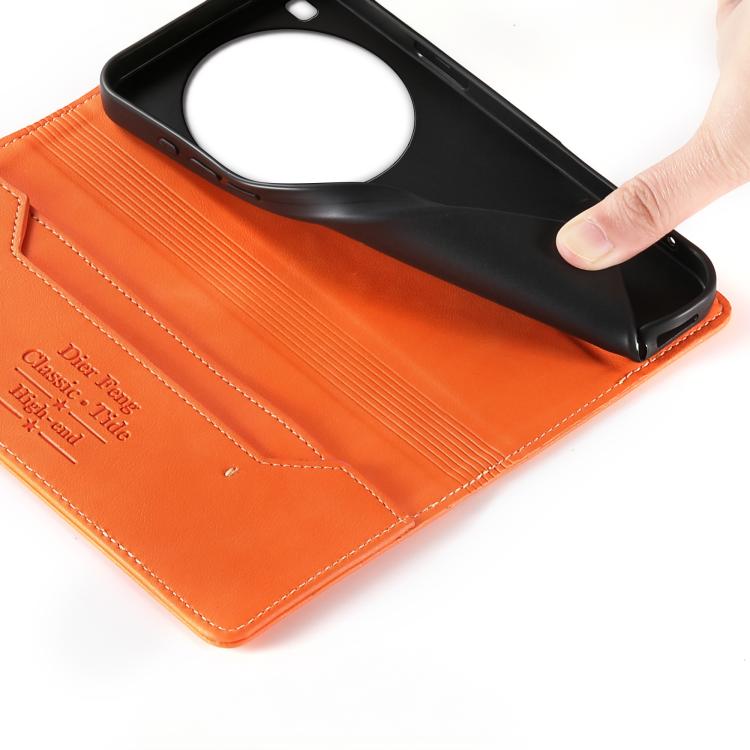 For Xiaomi 15 Ultra Dierfeng Metal Snap Magnetic RFID Vegan Leather Phone Case