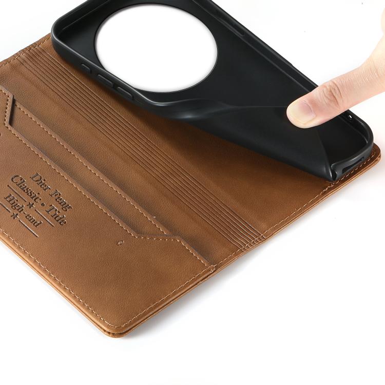 For Xiaomi 15 Ultra Dierfeng Metal Snap Magnetic RFID Vegan Leather Phone Case