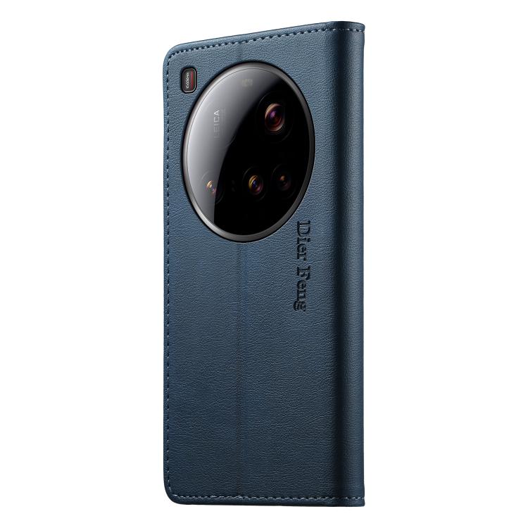 For Xiaomi 15 Ultra Dierfeng Metal Snap Magnetic RFID Vegan Leather Phone Case