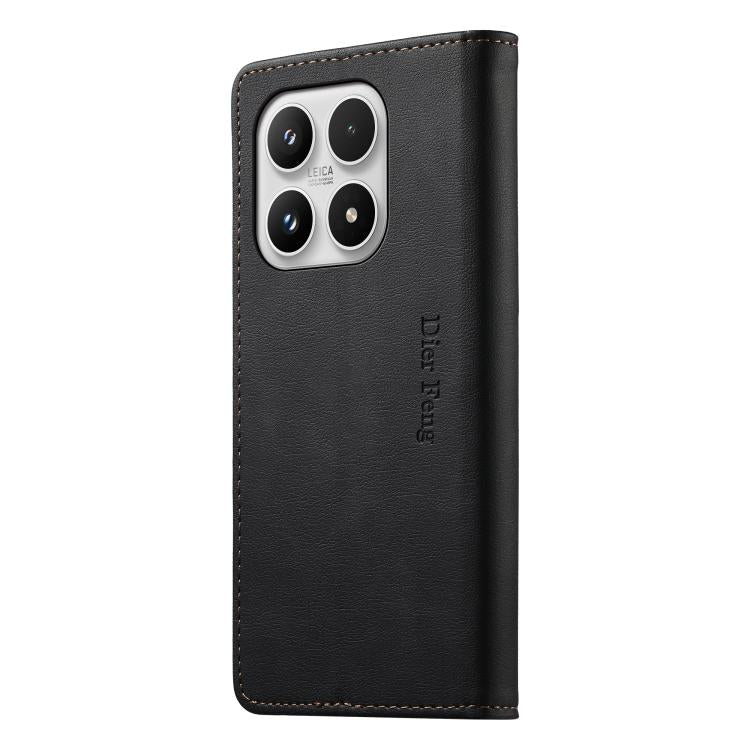 For Xiaomi 17 Dierfeng Metal Snap Magnetic RFID Vegan Leather Phone Case