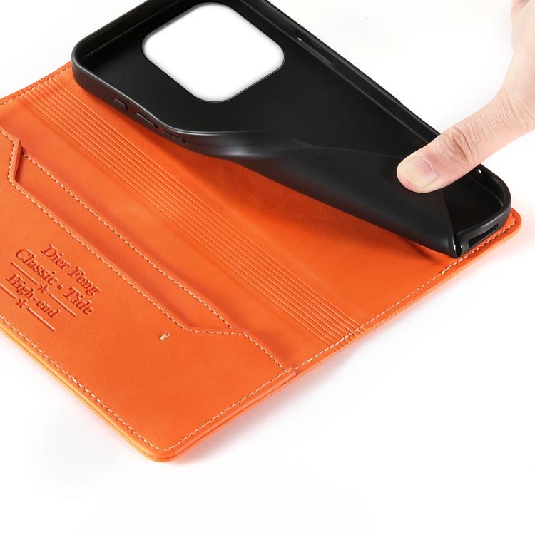 For Xiaomi 17 Dierfeng Metal Snap Magnetic RFID Vegan Leather Phone Case