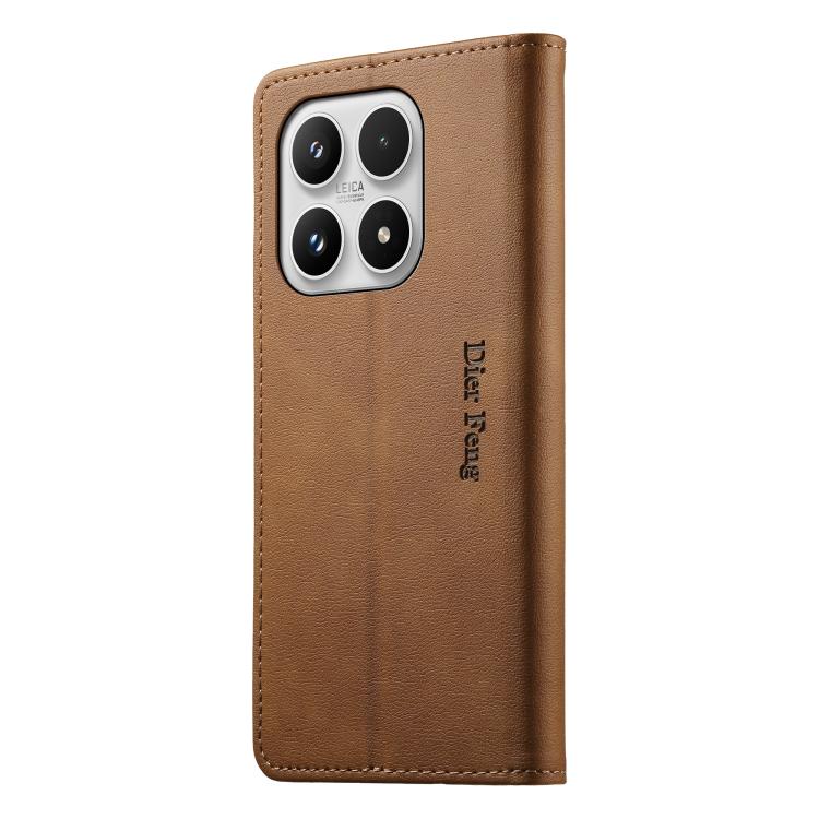 For Xiaomi 17 Dierfeng Metal Snap Magnetic RFID Vegan Leather Phone Case