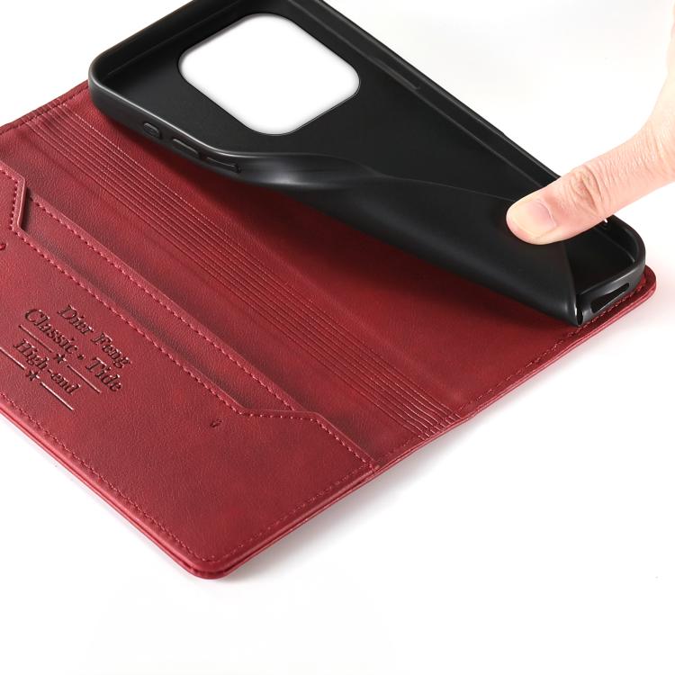 For Xiaomi 17 Dierfeng Metal Snap Magnetic RFID Vegan Leather Phone Case