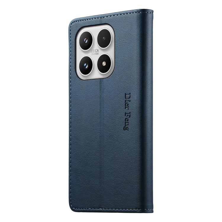 For Xiaomi 17 Dierfeng Metal Snap Magnetic RFID Vegan Leather Phone Case