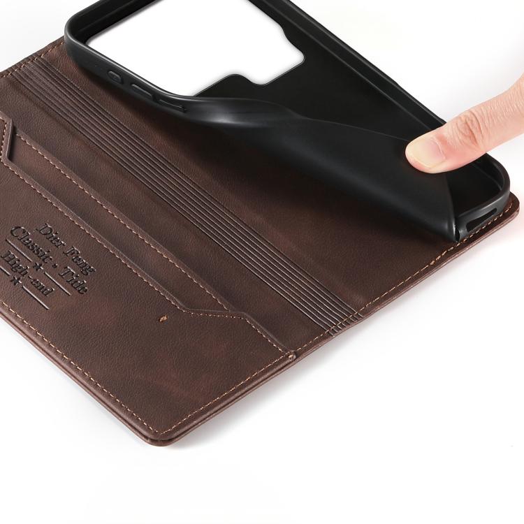 For Xiaomi 17 Pro Dierfeng Metal Snap Magnetic RFID Vegan Leather Phone Case