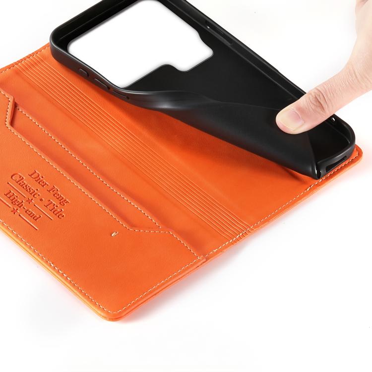 For Xiaomi 17 Pro Dierfeng Metal Snap Magnetic RFID Vegan Leather Phone Case