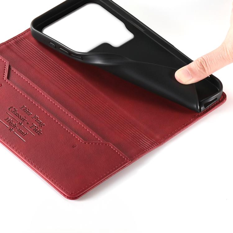 For Xiaomi 17 Pro Dierfeng Metal Snap Magnetic RFID Vegan Leather Phone Case
