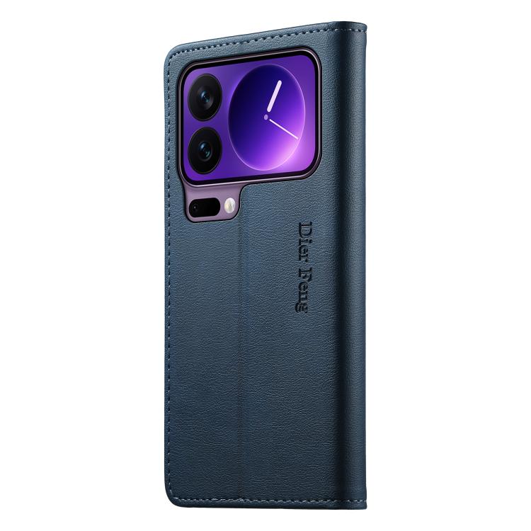 For Xiaomi 17 Pro Dierfeng Metal Snap Magnetic RFID Vegan Leather Phone Case