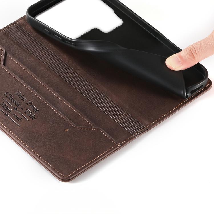 For Xiaomi 17 Pro Max Dierfeng Metal Snap Magnetic RFID Vegan Leather Phone Case