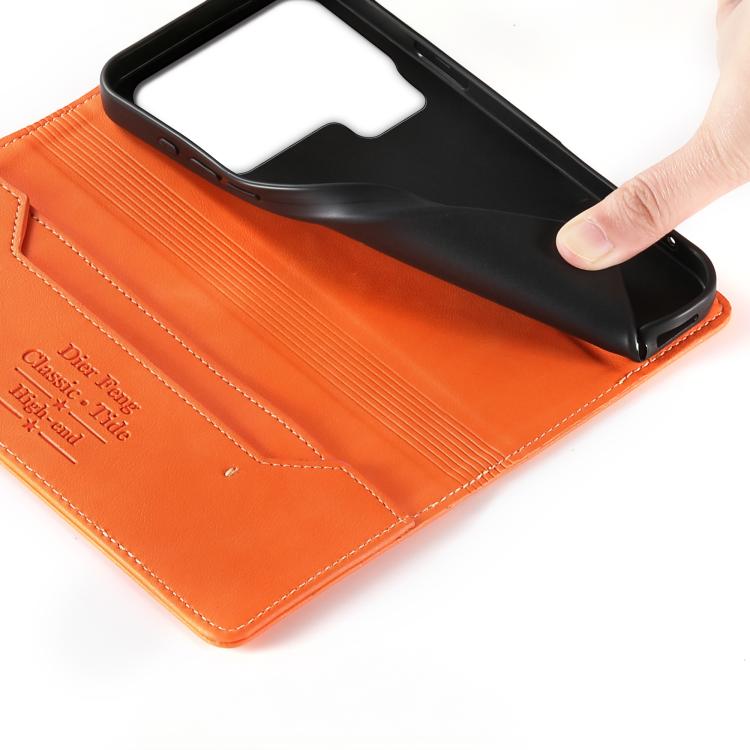For Xiaomi 17 Pro Max Dierfeng Metal Snap Magnetic RFID Vegan Leather Phone Case