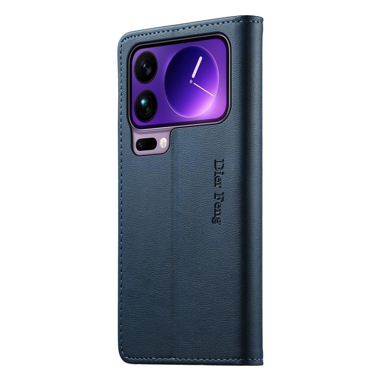 For Xiaomi 17 Pro Max Dierfeng Metal Snap Magnetic RFID Vegan Leather Phone Case
