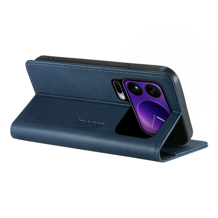 For Xiaomi 17 Pro Max Dierfeng Metal Snap Magnetic RFID Vegan Leather Phone Case