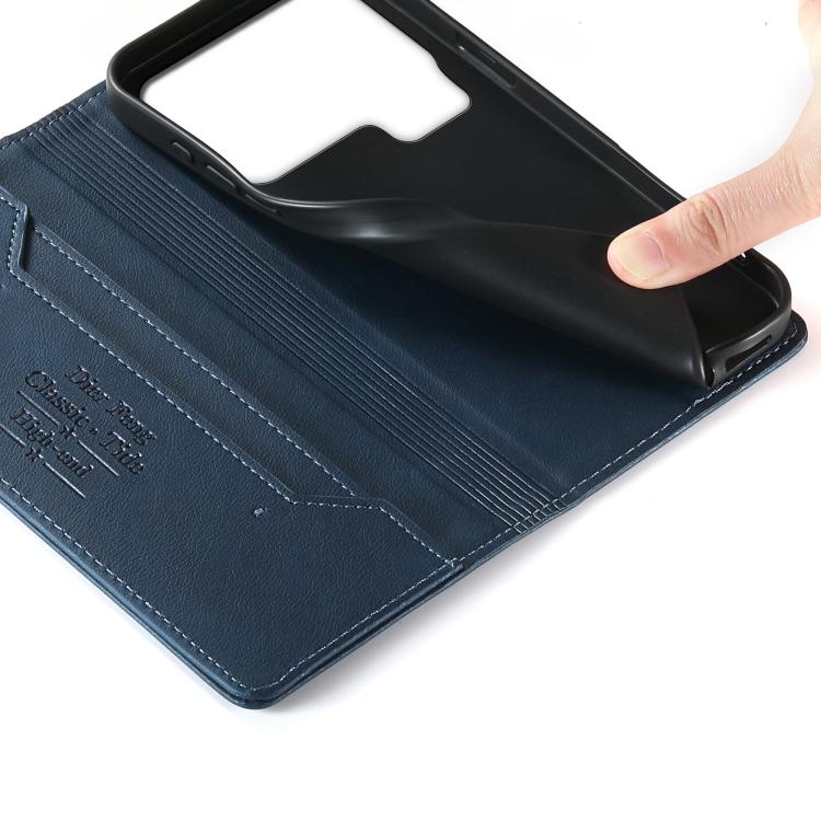 For Xiaomi 17 Pro Max Dierfeng Metal Snap Magnetic RFID Vegan Leather Phone Case