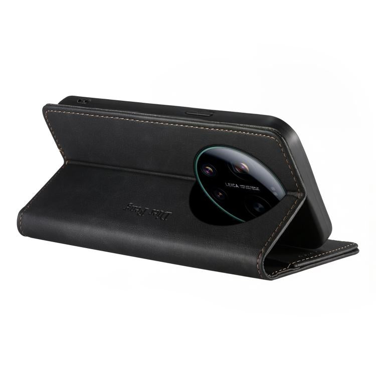 For Xiaomi 17 Ultra Dierfeng Metal Snap Magnetic RFID Vegan Leather Phone Case