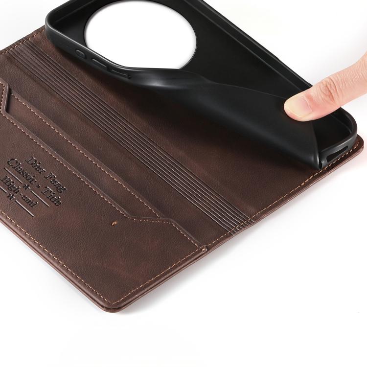 For Xiaomi 17 Ultra Dierfeng Metal Snap Magnetic RFID Vegan Leather Phone Case