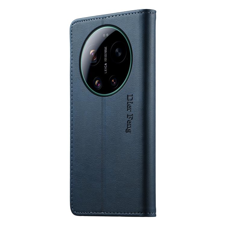 For Xiaomi 17 Ultra Dierfeng Metal Snap Magnetic RFID Vegan Leather Phone Case