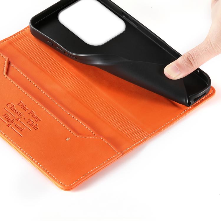 For Xiaomi Poco F6 / Redmi Turbo 3 Dierfeng Metal Snap Magnetic RFID Vegan Leather Phone Case