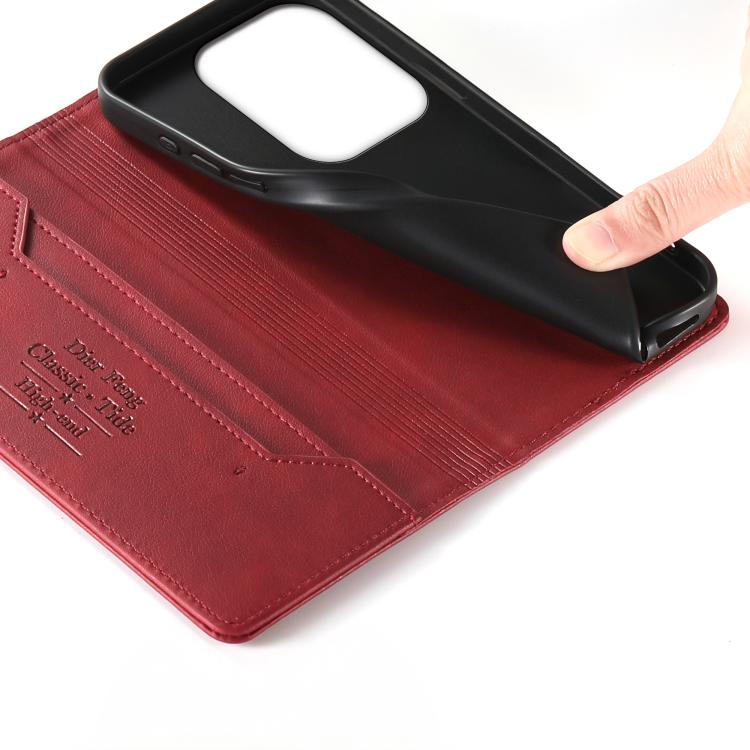 For Xiaomi Poco F6 / Redmi Turbo 3 Dierfeng Metal Snap Magnetic RFID Vegan Leather Phone Case