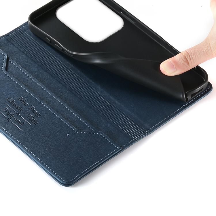For Xiaomi Poco F6 / Redmi Turbo 3 Dierfeng Metal Snap Magnetic RFID Vegan Leather Phone Case