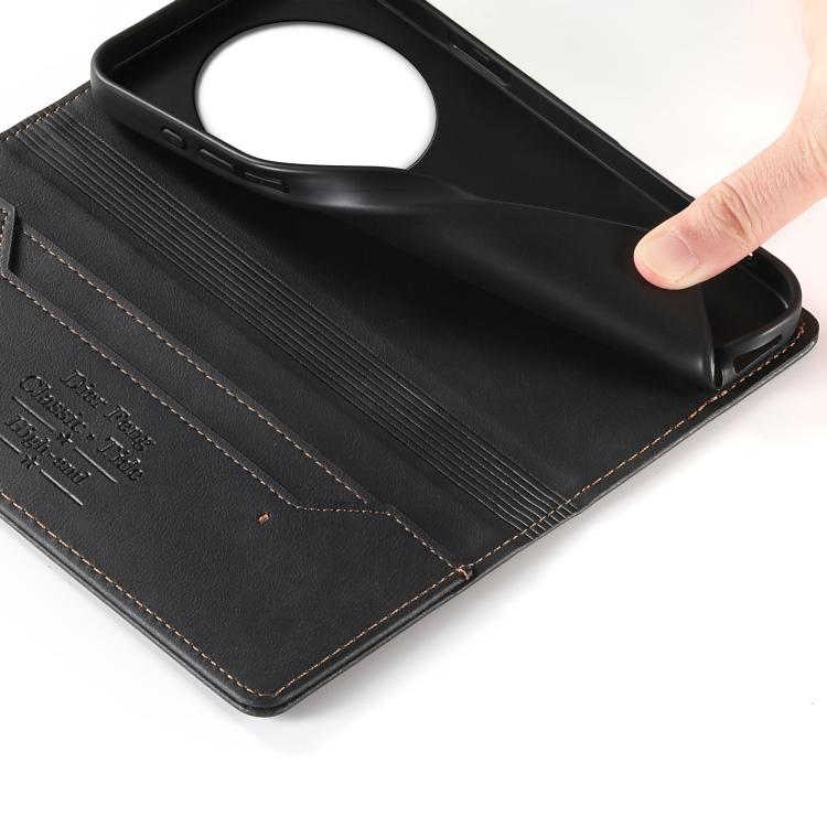 For Xiaomi Poco M7 5G Dierfeng Metal Snap Magnetic RFID Vegan Leather Phone Case