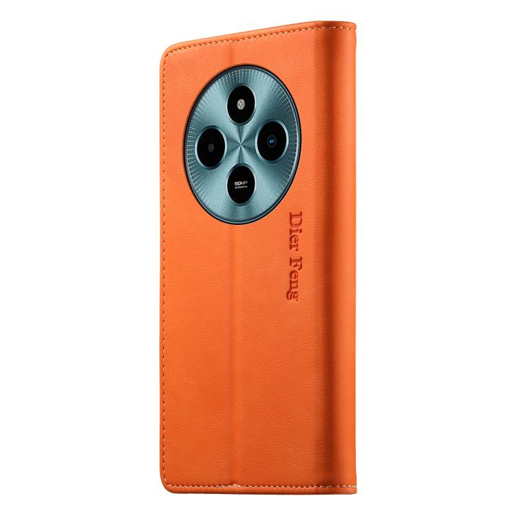 For Xiaomi Poco M7 5G Dierfeng Metal Snap Magnetic RFID Vegan Leather Phone Case