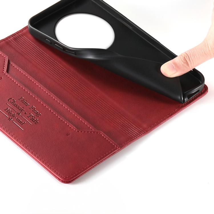 For Xiaomi Poco M7 5G Dierfeng Metal Snap Magnetic RFID Vegan Leather Phone Case