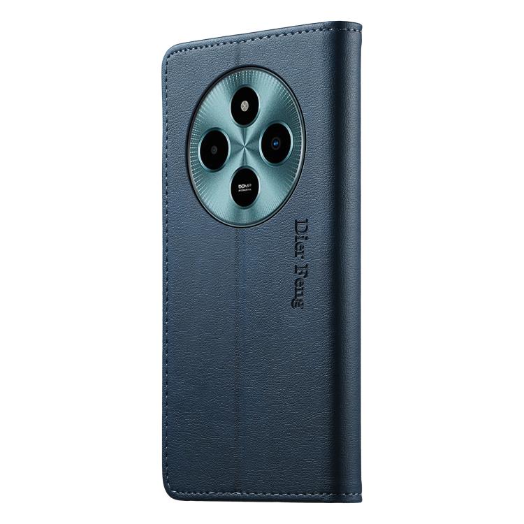 For Xiaomi Poco M7 5G Dierfeng Metal Snap Magnetic RFID Vegan Leather Phone Case