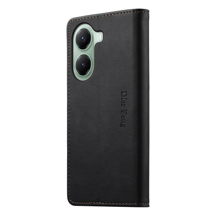 For Xiaomi Poco X7 Pro / Redmi Turbo 4 Dierfeng Metal Snap Magnetic RFID Vegan Leather Phone Case