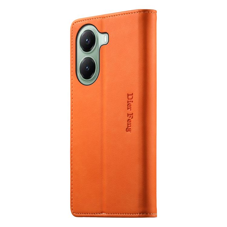 For Xiaomi Poco X7 Pro / Redmi Turbo 4 Dierfeng Metal Snap Magnetic RFID Vegan Leather Phone Case